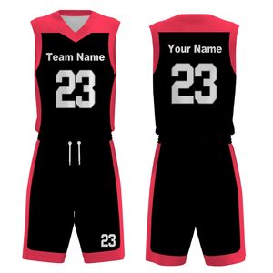 Conjunto de Uniforme de Baloncesto Personalizado Negro y Rosa, Cuello en V, Sin Mangas, Poliéster que Absorbe la Humedad, Unisex para Adultos, Todas las Temporadas - Product Image 1