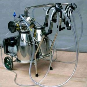 double Bucket Cow & Buffalo Milking Machine | <b>Portable</b> Electric <b>Trolley</b> Dairy Farm Milking Equipment with SS Can - Product Image 3