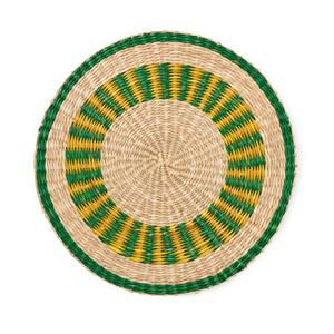 White Geometric Seagrass <b>Placemat</b> <b>Round</b> Straw Table Mat Woven Pattern Coaster Decorative Charger Plates Modern Boho Dining Decor - Product Image 2
