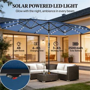 Ombrellone da Giardino Solare Blu per Terrazze e Cortili - Product Image 2