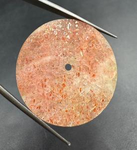 Cadran de montre de luxe Sunstone 24,5 mm, épaisseur 1 mm, pierre précieuse naturelle taillée à plat, orange, classique, élégant, accessoires vintage - Product Image 1
