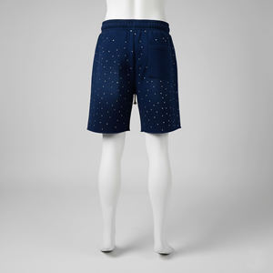 Pantalones cortos con cordón y estampado de puntos azul marino para hombre, con logotipo frontal y bolsillos laterales, ropa informal de verano - Product Image 3