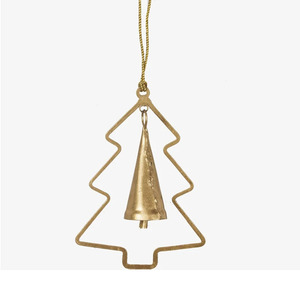 Ornements de Noël suspendus en fil métallique doré avec un motif cloche central, parfaits pour la décoration festive des arbres de Noël - Product Image 2