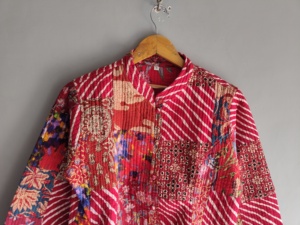 Quilted <b>Patchwork</b> <b>Jacket</b> Women's Mandarin Collar Full Sleeve Cotton Autumn Style Regular Length Hand Embroidery Design gift - Product Image 4