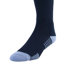 Chaussettes hautes pour adultes, bleu marine uni avec bandes blanches, respirantes, séchage rapide, écologiques, chaussettes de football tricotées - Product Image 5