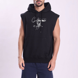 <b>Men's</b> Soft Casual <b>Sleeveless</b> Hoodie Front Pocket Drawstring Comfortable Solid Color <b>Pullover</b> 100% Cotton and online sale - Product Image 3