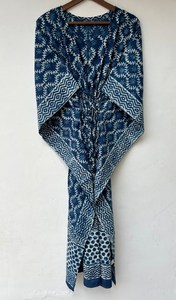 Nouveau Kaftan Indien Évasé à Col en V et Cordon de Serrage, Imprimé Animal, en Coton Doux, Longueur Intégrale, avec Dentelle, pour Plage et Demoiselle d'honneur, pour Femme - Product Image 4