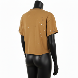 เสื้อครอปท็อปผู้หญิง ผ้าคอตตอนเจอร์ซีย์พรีเมียม ระบายอากาศได้ดี สีน้ำตาล สไตล์วินเทจ พิมพ์โลโก้ได้ตามต้องการ เสื้อครอปท็อปผู้หญิง ระบายอากาศได้ดี - Product Image 5