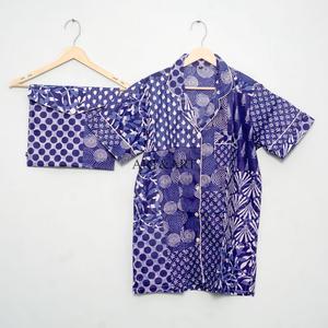 Conjunto de Pijamas de 3 Piezas para Mujer, 100% Algodón, con Logotipo Personalizado en la Parte Delantera, Color Sólido, Corto y Largo, para Verano y Otoño, Secado Rápido - Product Image 2