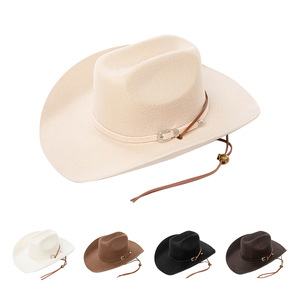 Chapeau de cowboy en feutre de laine tendance et très vendu pour l'extérieur avec sangle anti-vent sous le menton - Product Image 1