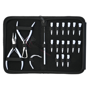 Juego de herramientas para extensiones de cabello de salón: Alicates blancos para microperlas, Alicates de crimpado, Herramienta de gancho para extraer, Agujas curvas, Pinzas de seccionamiento - Product Image 6