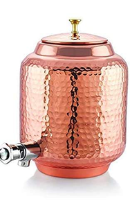 Réservoir d'eau en cuivre pur martelé avec couvercle, 2 verres et support, étanche, pour usage domestique - Product Image 6