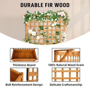 Lit de jardin en métal de 72 pouces de hauteur avec pots de fleurs en treillis et jardinières pour l'extérieur - Product Image 5