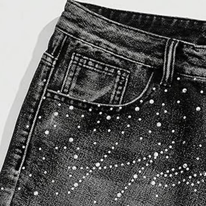 MORTAL SAGA Pantalones Cortos de Lona Rasgados de Cintura Media para Mujer, Ligeros, con Bajo Deshilachado, Estilo Casual de Verano, Cierre de Botones, Bordados - Product Image 5
