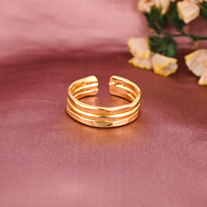 Anillo Ajustable de Latón Chapado en Oro Triple Lineal de Moda para Mujer, Regalo de Boda o Compromiso, Venta al por Mayor, 25 Pares - Product Image 1