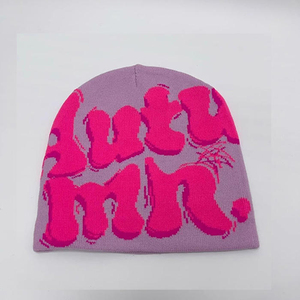 All Over Jacquard Knitted <b>Hat</b> Hip Hop Skull Print Sports Caps Fashion Winter Warm Letters Custom Beanie <b>Hat</b> With Custom Logo - Product Image 1