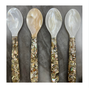 Juego de Cuchara y Tenedor de Concha Hechos a Mano, Mango Corto, Desechables, Novedosos, Creativos, Ecológicos, Diseño Zen Asiático, Regalo Empresarial - Product Image 1