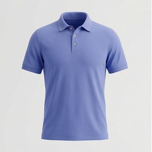 เสื้อโปโลผู้ชายสีฟ้าอ่อน แขนสั้น ผ้าปิเก้ สวมใส่สบาย ระบายอากาศได้ดี ทรงปกติ ดีไซน์ถักแบบเรียบ - Product Image 1
