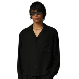 Camisa Texturizada Tejida para Hombre, Manga Larga, Cierre de Botones, Corte Informal y Relajado, Ligera, para Verano, Suministro al por Mayor OEM - Product Image 5