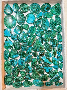 พลอยคริสโซโคลลา Malachite Cabochon ขัดธรรมชาติอัญมณีหลวมมากขายส่งสำหรับการทำเครื่องประดับอัญมณี chrysocolla - Product Image 2