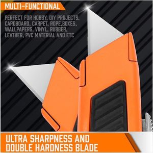 Paquete de 4 Cuchillas Retráctiles de Alta Resistencia con Carcasa de Aluminio, Cuchillo Multiusos con 10 Cuchillas Adicionales para Cortar Cartones y Cajas - Product Image 2