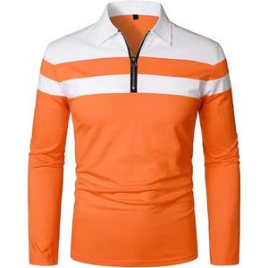 Suéter de punto personalizado de manga larga para hombre, estilo polo, con botones, a rayas, acanalado, informal, tipo camiseta polo. - Product Image 1