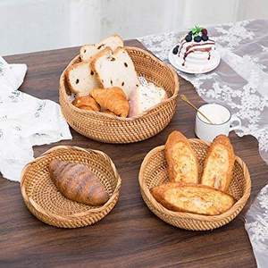 Panier à pain en rotin naturel sur mesure, paniers à fruits, bols de service tissés, paniers de rangement décoratifs pour comptoir de cuisine - Product Image 5
