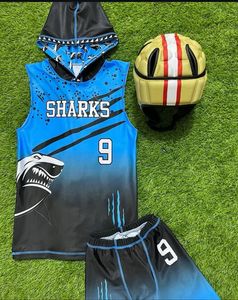 ชุดยูนิฟอร์มฟุตบอลอเมริกันคุณภาพดีที่สุด ชุดเสื้อเจอร์ซีย์ออกแบบเองได้ ชุดยูนิฟอร์มฟุตบอล 7V7 ชุดยูนิฟอร์ม 7on7 - Product Image 4