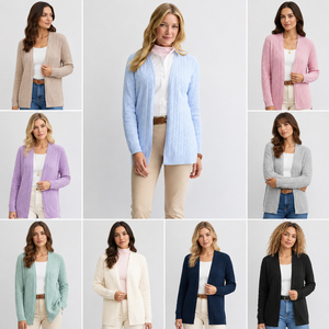 Women's Knit <b>Cardigan</b> <b>Sweater</b> Solid Color O-Neck Full Sleeve Casual Style 100% Acrylic Anti-Pilling All Seasons Wear Wholesaler - Product Image 1