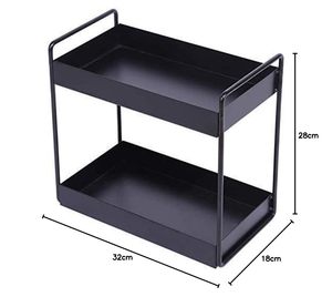Étagère de rangement moderne en métal noir à 2 niveaux pour comptoir de cuisine, salle de bain, organisation de la maison - Product Image 2