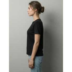 เสื้อยืดผ้าฝ้ายสไตล์โบโฮสำหรับผู้หญิง สีดำ คอกลม ระบายอากาศได้ดี แห้งเร็ว แขนครึ่งตัว ทรงปกติ ใส่ได้ทุกวัน สไตล์ลำลอง สำหรับฤดูร้อน - Product Image 4