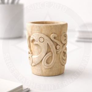 Hand Carved Self-Adhesive Wooden Mug with Geometric Pattern Design for Diwali & Ramadan - Product Image 2