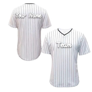 Wholesale Men's Baseball <b>T</b> Shirt Sports Wear Summer Breathable Mesh Polyester Striped Baseball Teams Wear Jersey for Men - Product Image 1