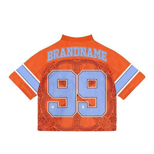 Custom Mesh Crop Top Jersey Breathable Sports T-Shirt with Sublimation Print V-neck No Strap Unisex <b>Athletic</b> Crop Tee - Product Image 5