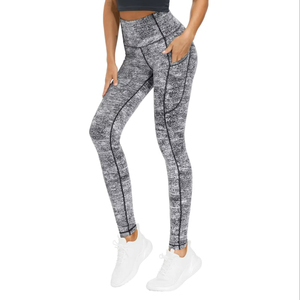 Leggings taille haute unis pour femmes, extensibles, respirants, écologiques, en Spandex/Polyester, longueur intégrale, pour le yoga et l'entraînement - Product Image 1