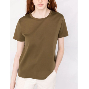 Camiseta de Algodón para Mujer, Ecológica, Ajustada, Transpirable, de Secado Rápido, Color Sólido, Informal, para Verano, Venta al Por Mayor - Product Image 1