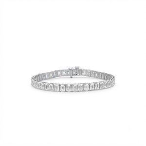 Bracelet tennis en diamant de laboratoire taille émeraude, bijoux fins, bracelet classique élégant, or massif 10K 14K 18K, bijoux de mariage - Product Image 4