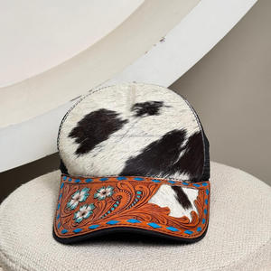 Nhà Máy Bán Buôn Chất Lượng Cao Tay Dụng Cụ Da Bò Da Hat Snapback 5 Tấm Runners Hat Thời Trang Màu Đen Bọt Lưới Nắp Lớn - Product Image 5