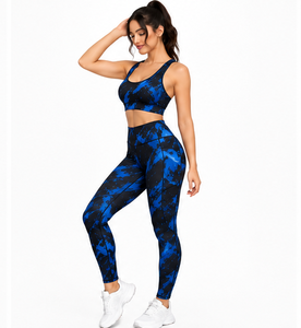 Ensemble de yoga taille haute pour femme : short cycliste et brassière de sport – Tenue de sport respirante et extensible pour gym, pilates et entraînement – Logo personnalisé - Product Image 5