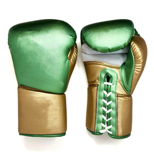 Gants de boxe en cuir PU vert, rouge et blanc, à lacets, équipement d'entraînement pour adultes, design respirant - Product Image 4