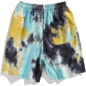 Pantalones cortos tie-dye para el día a día para hombre, pantalones cortos amarillos con cintura elástica para hacer ejercicio y relajarse - Product Image 2