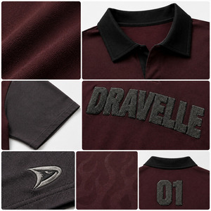 Streetwear <b>Shirt</b> Manufacturer Black Cherry Rugby Tee, Oversized Y2K Streetwear <b>Shirt</b> with Chenille Logo and <b>Flame</b> Graphic - Product Image 4