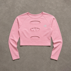 Blusa Corta de Manga Larga con Detalle Recortado Estilo Y2K para Mujer, Camisa de Punto Sólido Elástica, Ajuste Personalizado, Proveedor de Ropa de Boutique con Logotipo Personalizado - Product Image 3