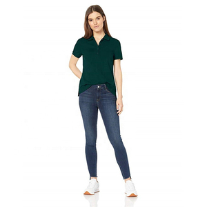 Polo premium para mujer, de corte ajustado, transpirable, mezcla de algodón y poliéster, mangas cortas, cuello clásico, perfecto para uso casual de fin de semana. - Product Image 1