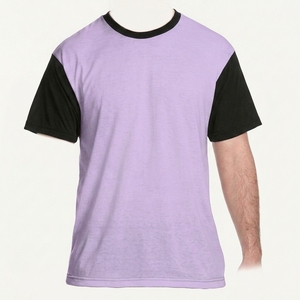 เสื้อยืดแขนสั้นผู้ชายสีส้มน้ำเงิน คอโอ ทรงปกติ ผ้าคอตตอนถัก ดีไซน์เรียบง่าย สวมใส่สบาย - Product Image 5