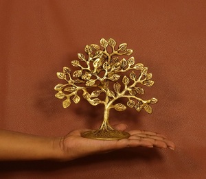 Brass Karpaga <b>Tree</b> Decorative Sculpture <b>Tabletop</b> Showpiece For Home Office Pooja Room Traditional Vastu Decor Item - Product Image 2