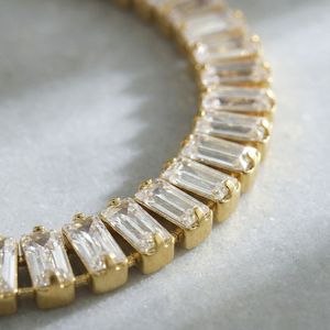 Pulsera de tenis de acero inoxidable chapada en oro PVD de 18 quilates, impermeable, con circonitas, joyería premium - Product Image 6