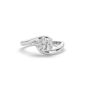 Anillo de Diamante Cultivado en Laboratorio con Corte Pera de 1 Ct, Plata 925 y Oro, Estilo Único y Ligero, Anillo de Compromiso para Mujer - Product Image 3