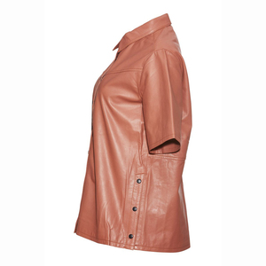 Womens Faux Leather Crop Top Long Sleeve Button Shirt Slim Fit Casual Fashion <b>Blouse</b> Soft PU Leather Clothing Stylish Streetwear - Product Image 3