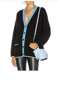 Cardigan en tricot pour femme, col en V, manches chauve-souris, couleur contrastée, fermeture boutonnée, style décontracté, manches longues - Product Image 2